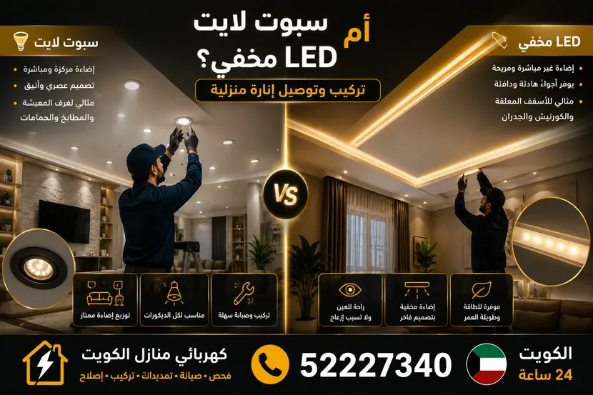 سبوت لايت أم LED مخفي؟ الفرق وأيهما أنسب للمنزل