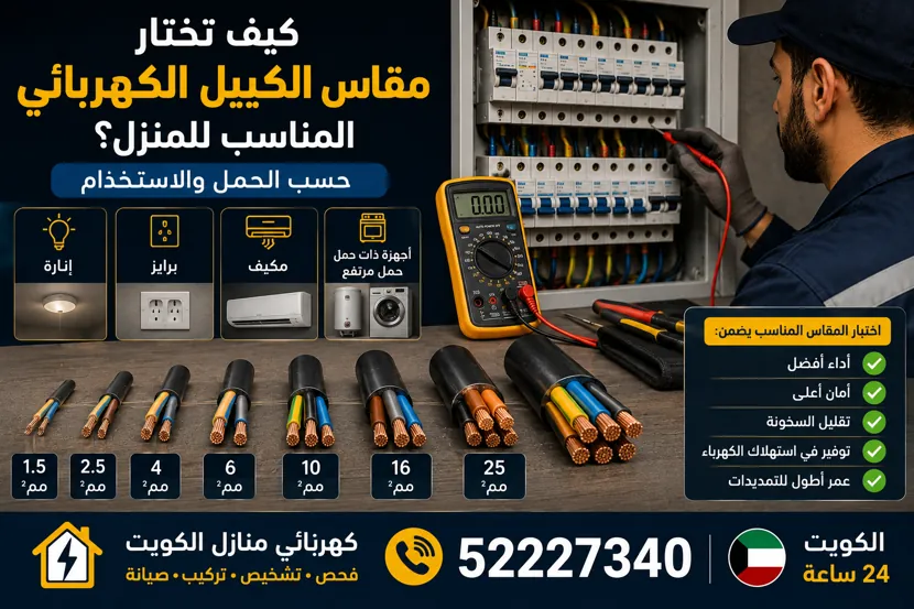 كيف تختار مقاس الكيبل الكهربائي المناسب للمنزل؟