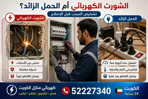 الفرق بين الشورت الكهربائي والحمل الزائد في المنزل