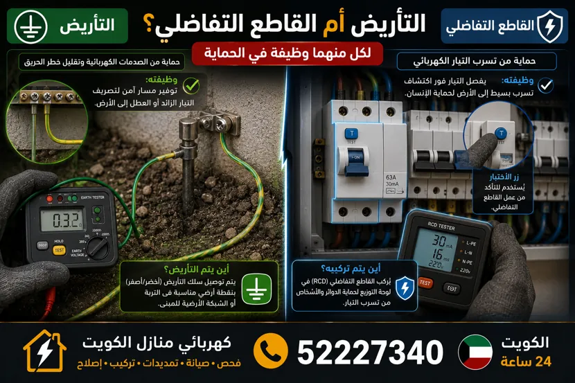 الفرق بين التأريض والقاطع التفاضلي في المنزل
